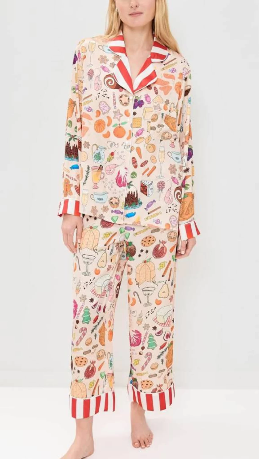 Karen Mabon Women's Holiday Feast Flannel Pajama Set - Cozy Christmas Sleepwear