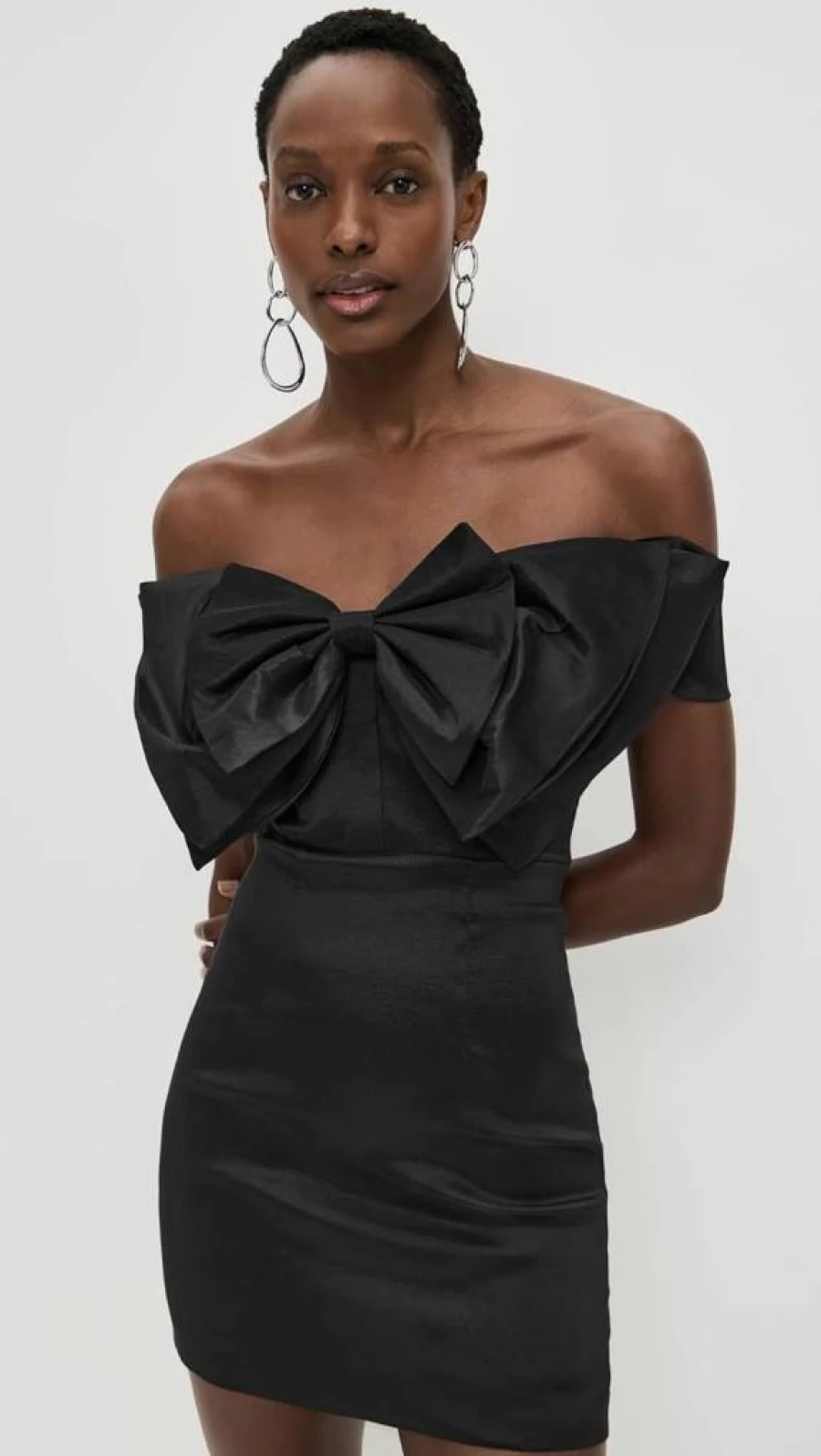 Bardot Women's Mini Dress with Bow Detail - Elegant Flirty Style for Casual & Party Wear