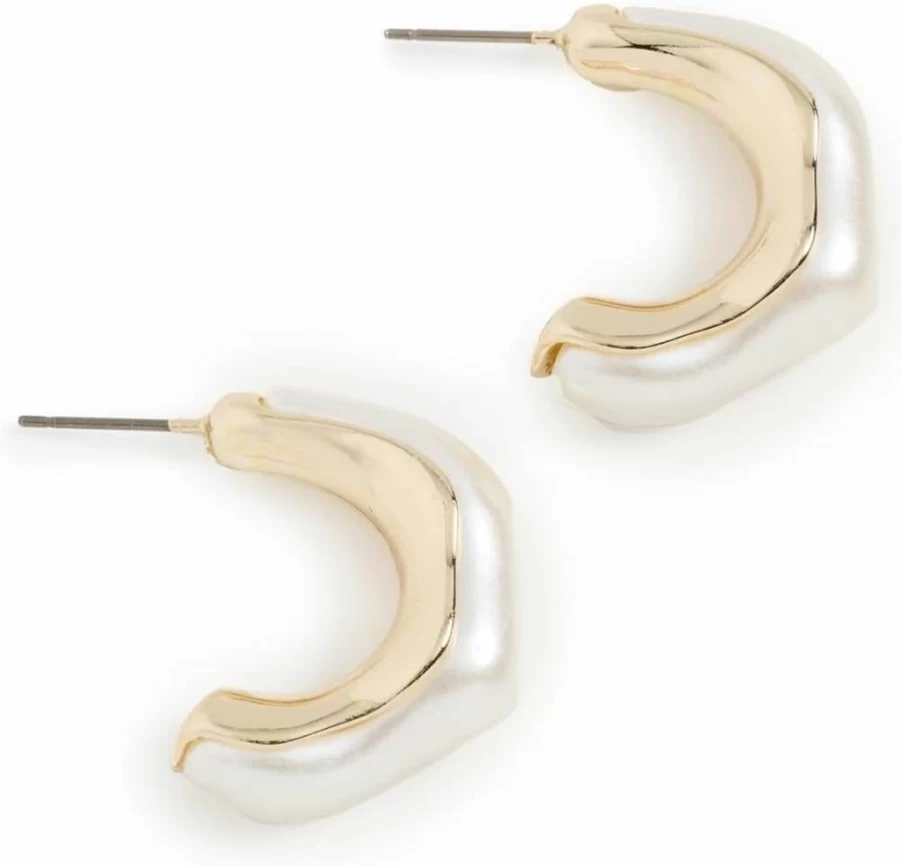 Argento Vivo Women's Irregular Pearl Concave Hoop Earrings