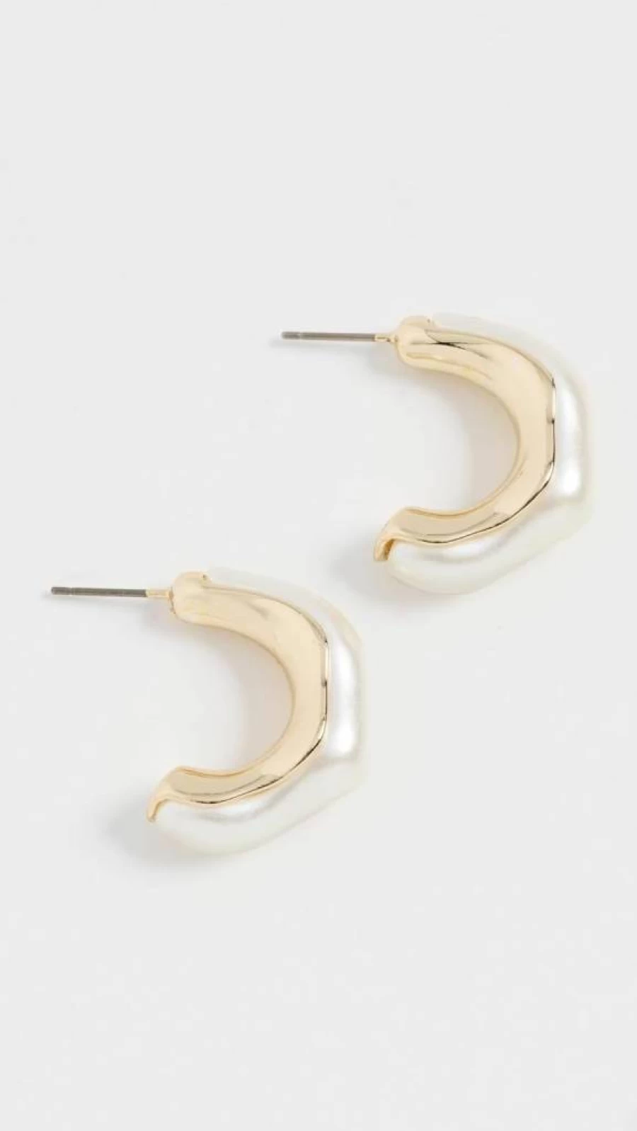 Argento Vivo Women's Irregular Pearl Concave Hoop Earrings