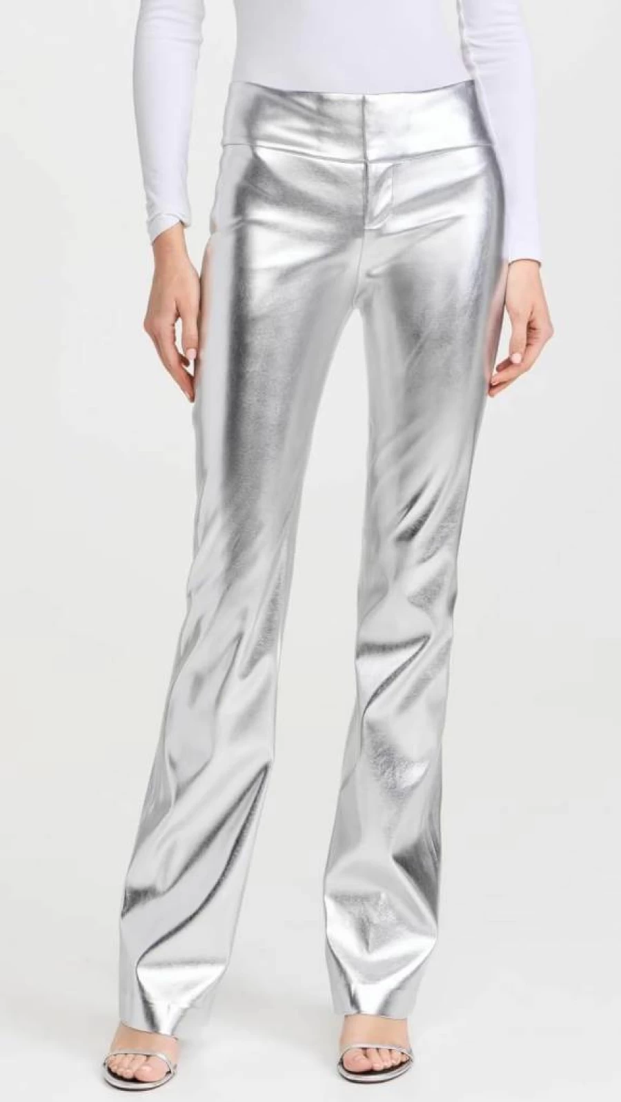 Alice + Olivia Women's Mame High Rise Wide Leg Faux Leather Pants - Black Stretch Vegan Leather Trousers