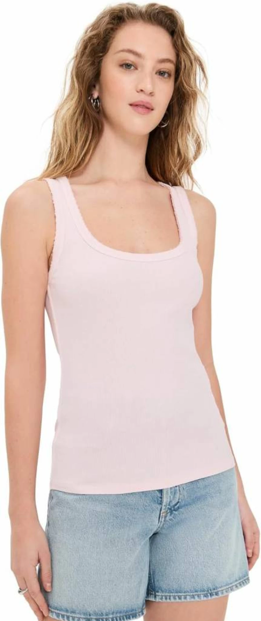AMO Women's Angel Rib Tank Top - Soft Stretch Comfort Fit Feminine Style