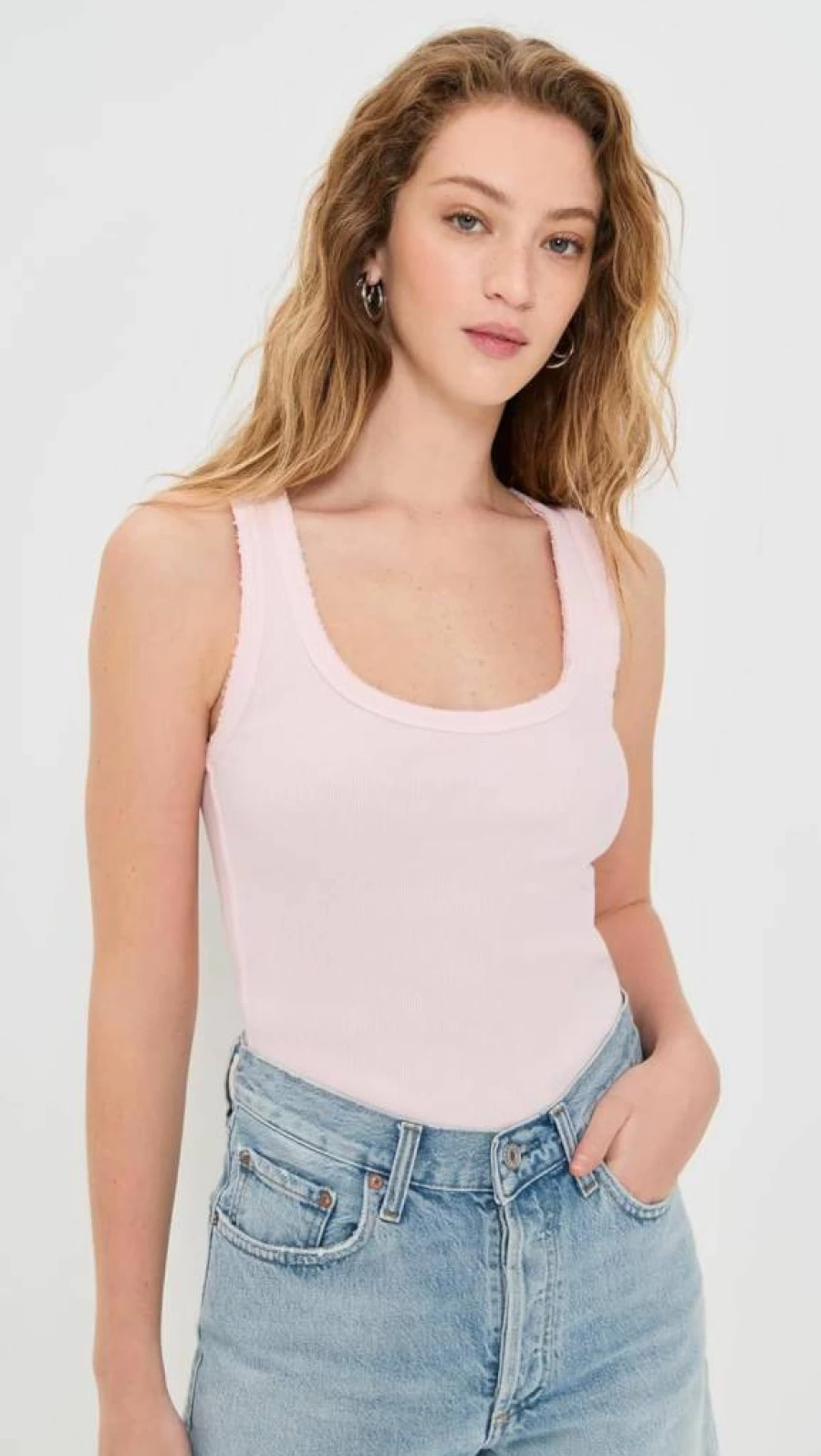 AMO Women's Angel Rib Tank Top - Soft Stretch Comfort Fit Feminine Style