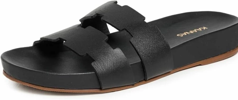 KAANAS Women's Alexandria Geometric Ladder Design Pool Slides | Comfortable Summer Sandals