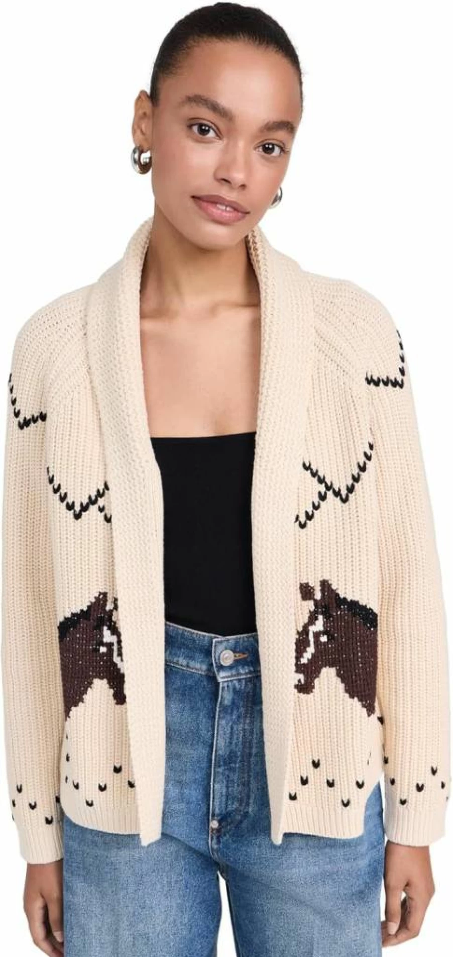 The Great Women's Horse Lodge Cardigan Sweater – Cozy Knit Pullover by THE GREAT