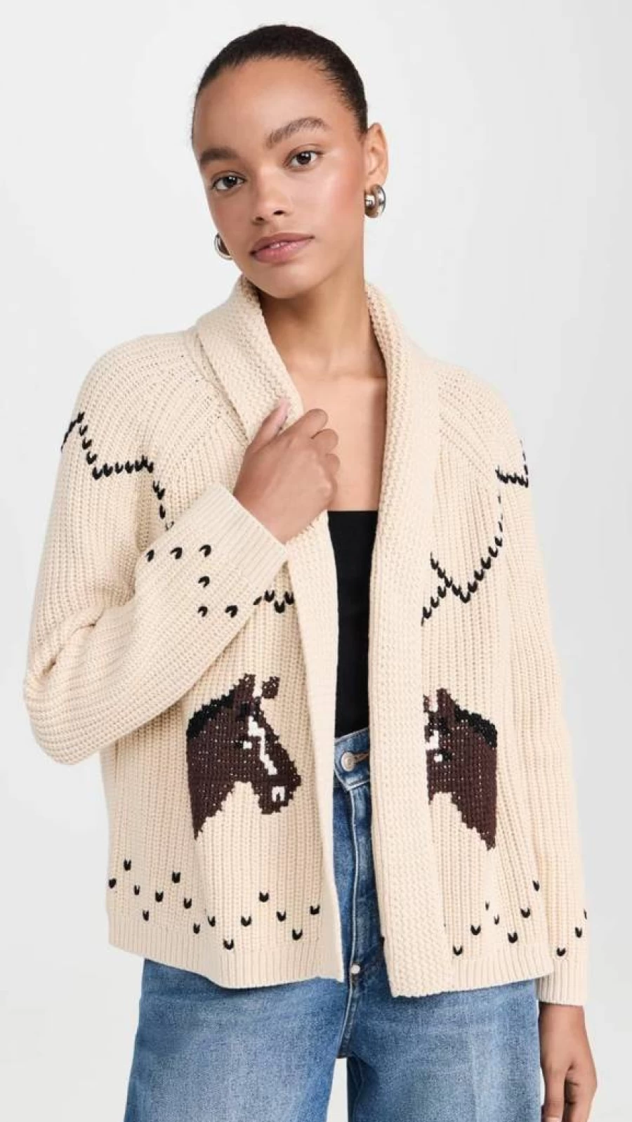 The Great Women's Horse Lodge Cardigan Sweater – Cozy Knit Pullover by THE GREAT