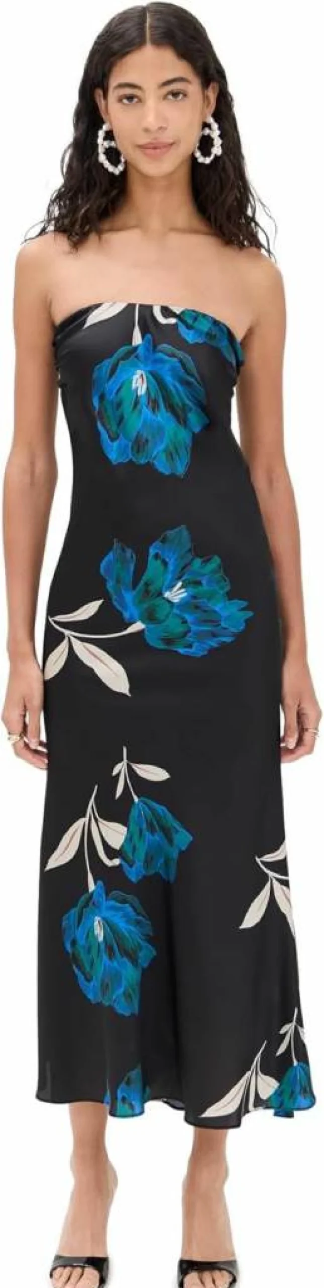 Misa Women's Cheryl Dress - Elegant Flowy Summer Dress with V-Neck and Floral Print