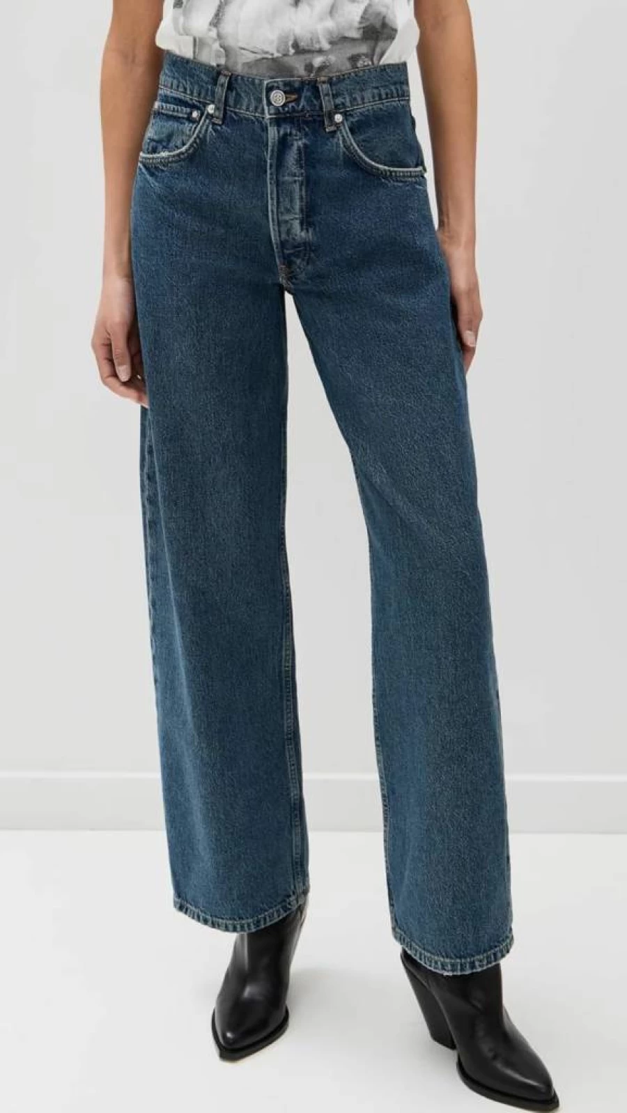 ANINE BING Women's High-Rise Manon Jeans - Slim Fit Stretch Denim Pants for Women