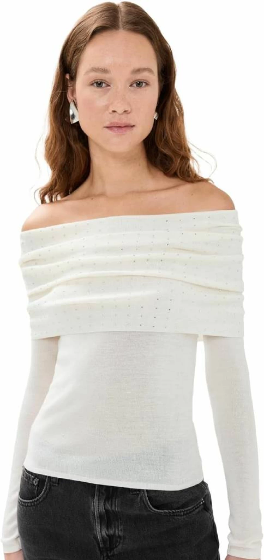 Le Superbe Women's Aura Clavicle Sweater - Elegant V-Neck Knit Top for Women