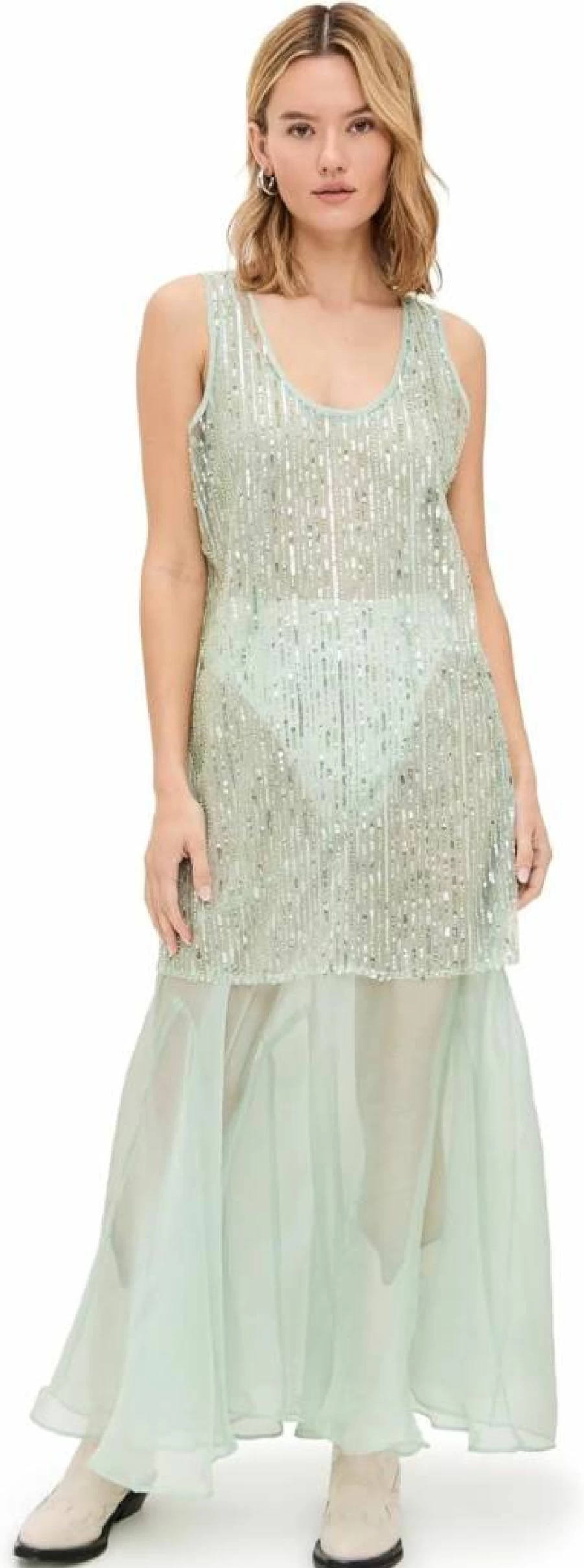 Endless Rose Women's Sequin Embellished Chiffon Maxi Dress Elegant Party Gown