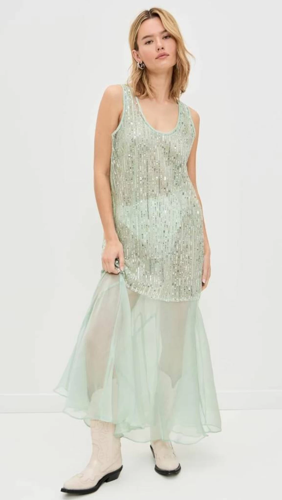Endless Rose Women's Sequin Embellished Chiffon Maxi Dress Elegant Party Gown