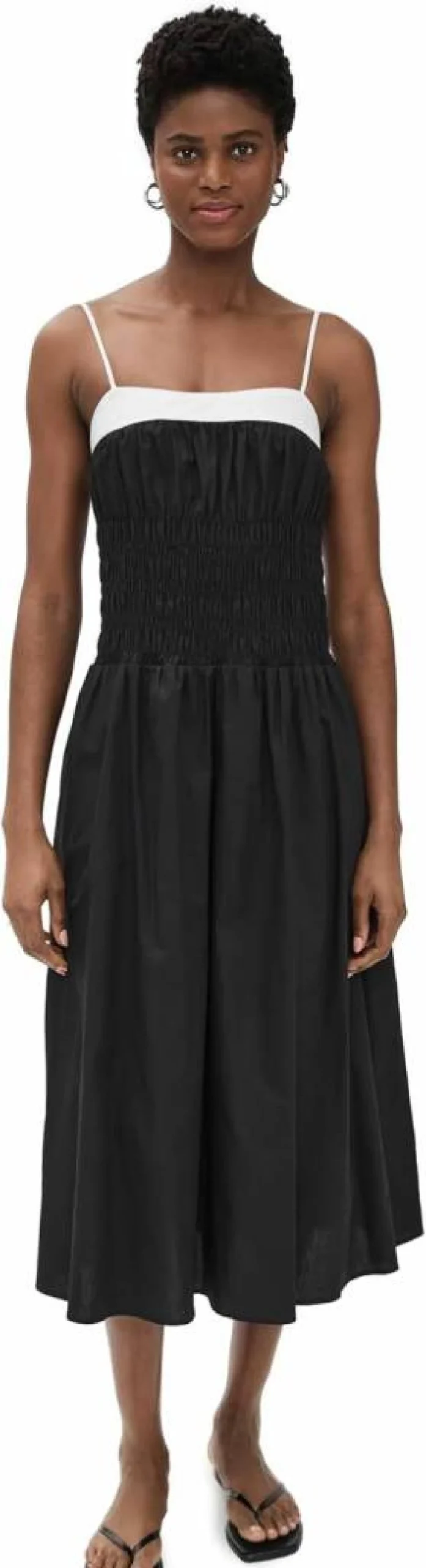 MOON RIVER Women's Smocked Midi Dress - Flowy Summer Dress with Elastic Waist, Vintage Style, Sleeveless Casual Dress