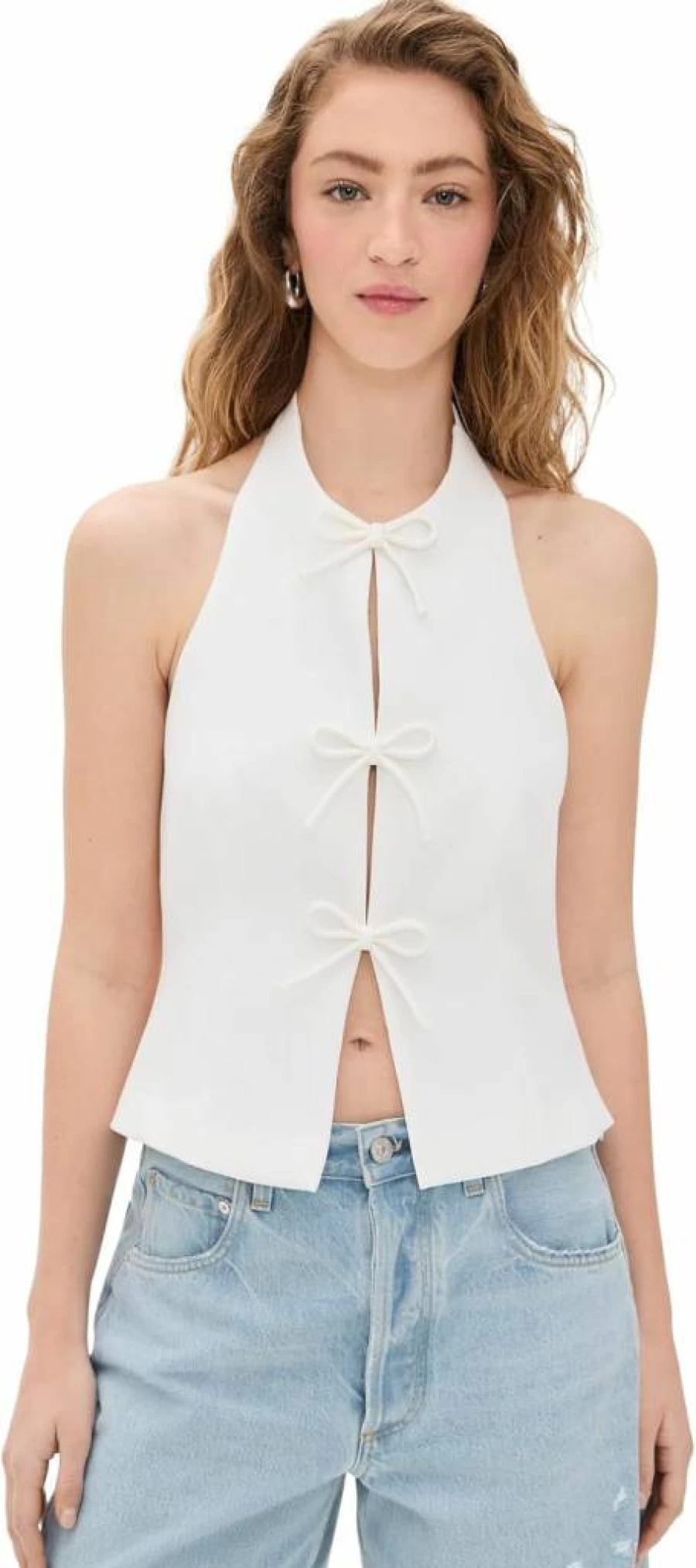 Endless Rose Women's Halter Neck Tie-Up Detail Top Stylish Summer Blouse