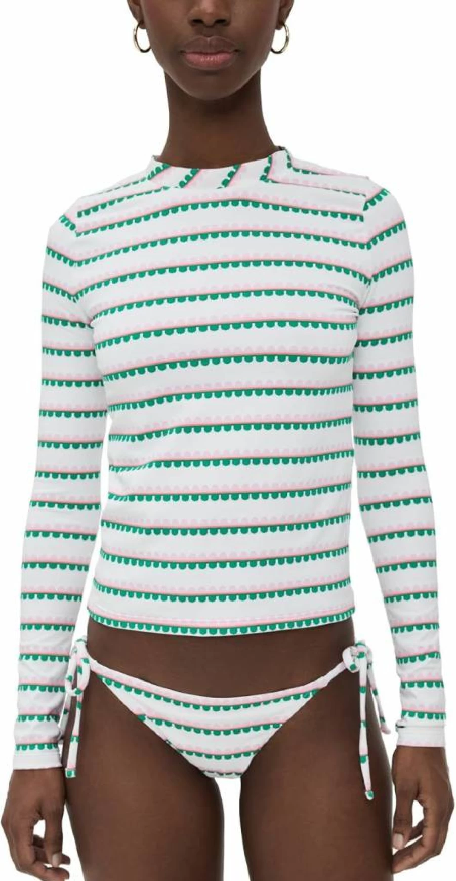 lemlem Women's Azeb Rash Guard - UPF Sun Protection Swimwear Long Sleeve Surf Shirt
