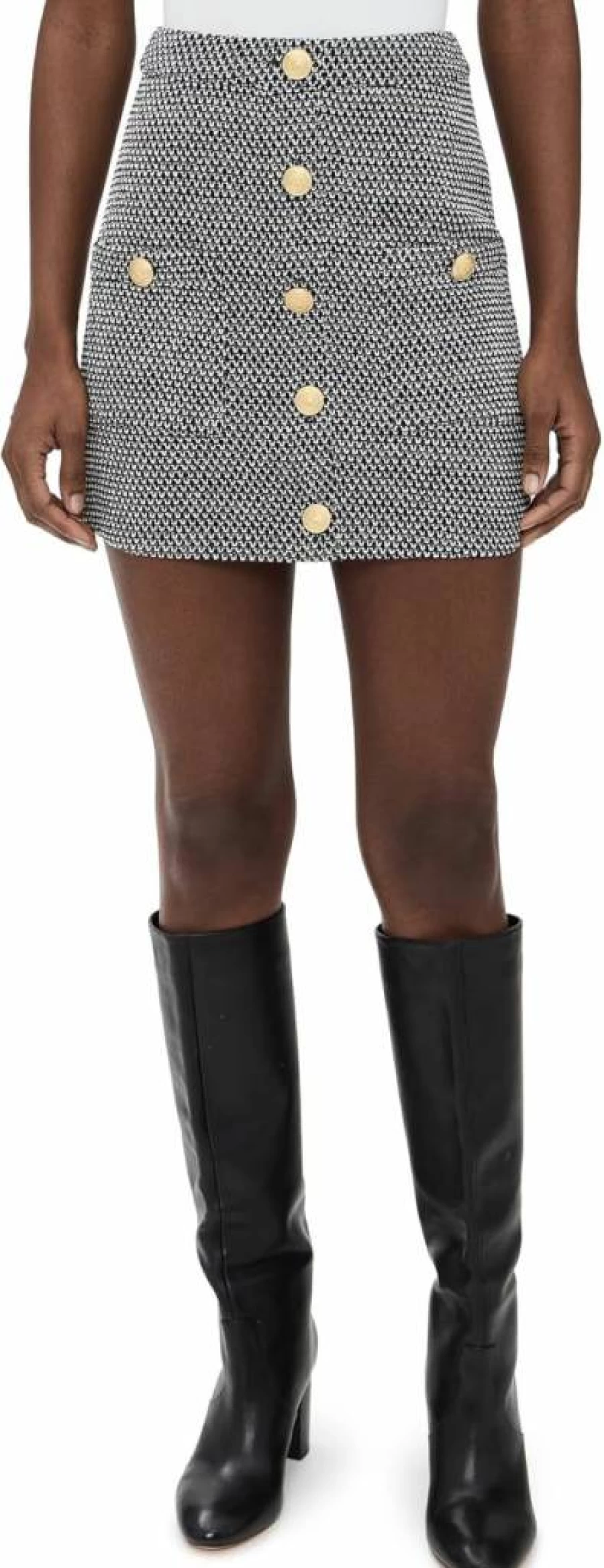 L'AGENCE Women's Zander Mini Skirt with Button Detail