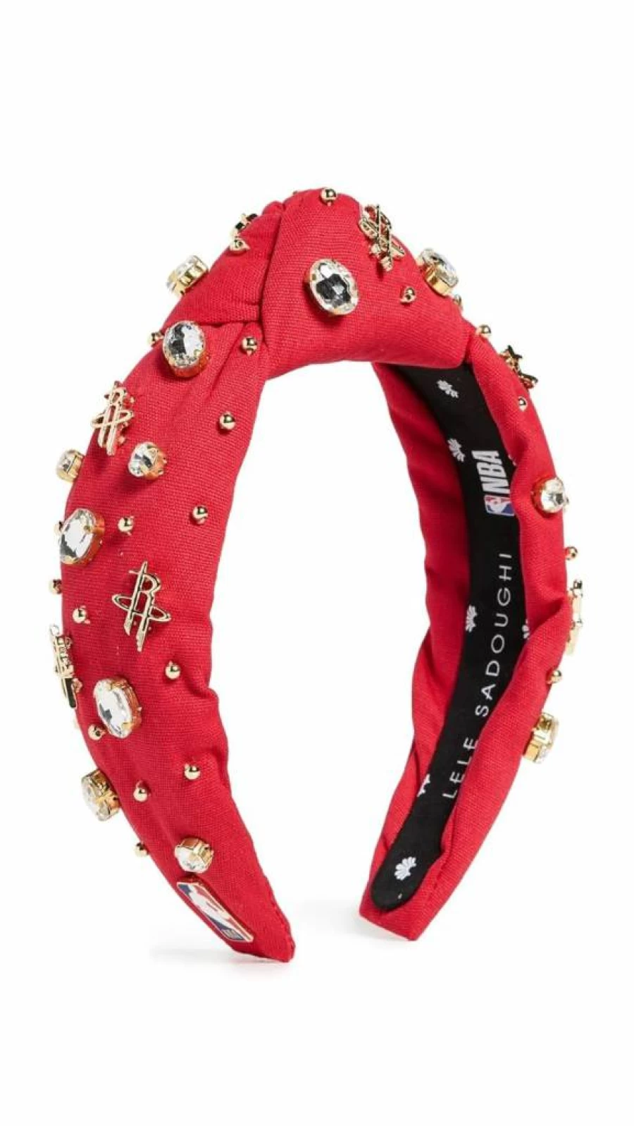 Lele Sadoughi Embellished Headband for Women - Houston Rockets Themed, Fire Engine Red, Fashion Hair Accessory