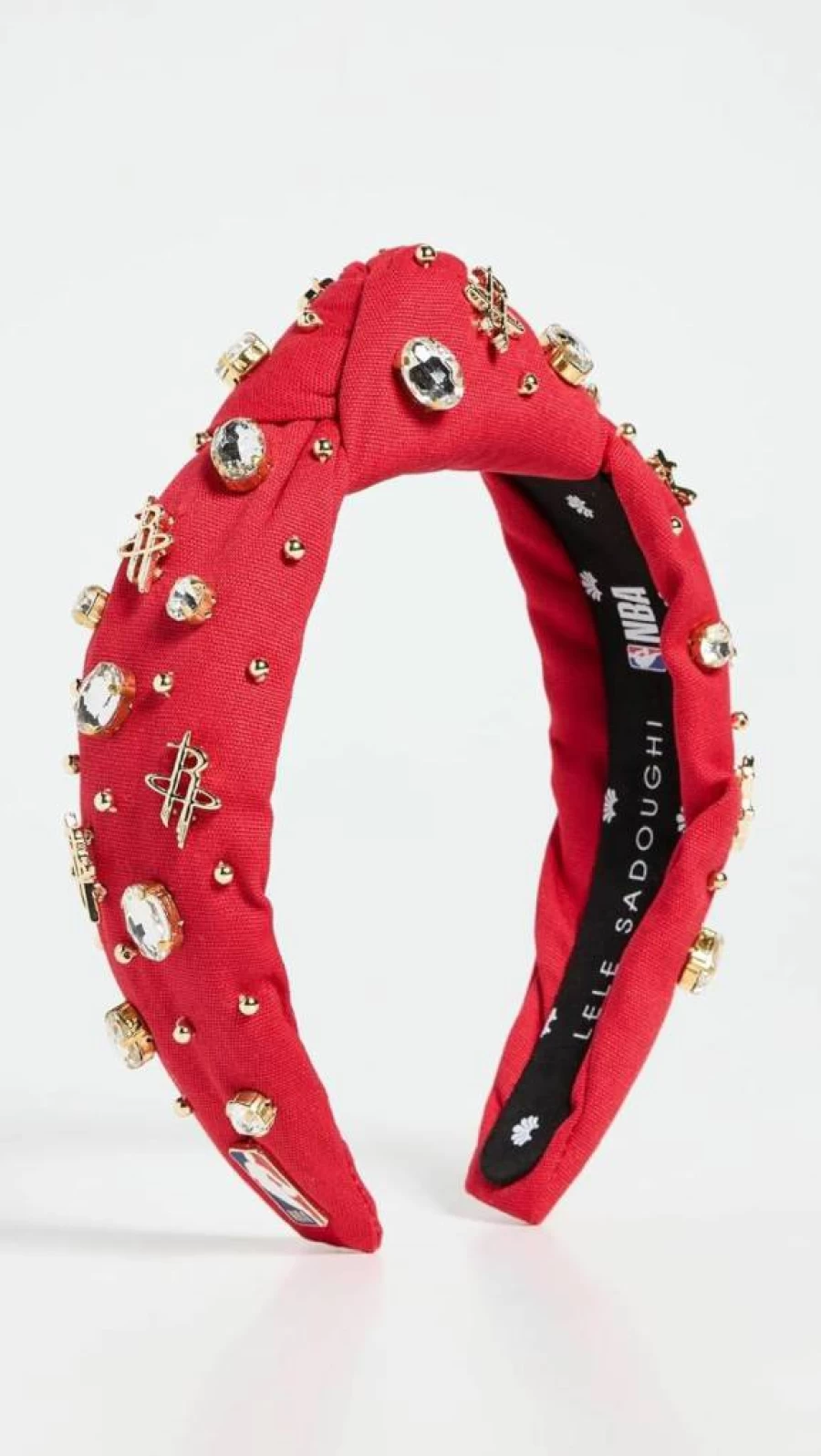 Lele Sadoughi Embellished Headband for Women - Houston Rockets Themed, Fire Engine Red, Fashion Hair Accessory