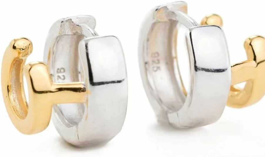 SHASHI Women's Double Katerina Two-Tone Hoop Earrings - Gold & Silver Fashion Jewelry