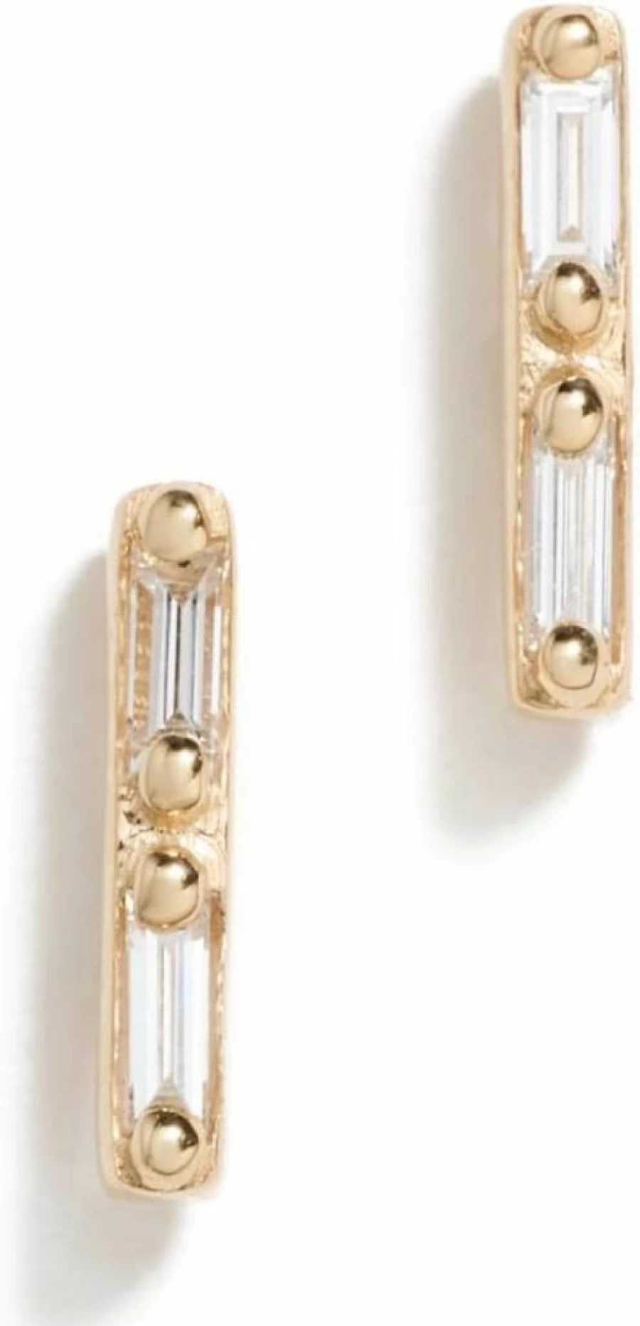 Suzanne Kalan 14K Gold Baguette Diamond Stud Earrings for Women