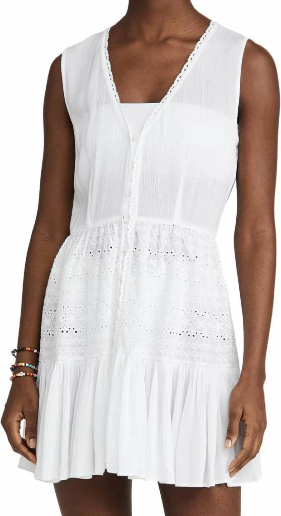 Playa Lucila Women's Eyelet Lace Mini Dress - Summer Boho Flowy Short Dress