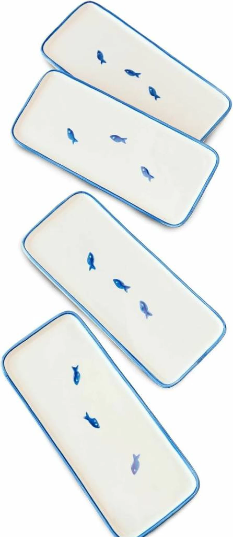 Zafferano 4-Piece Lido Rectangular Porcelain Plate Set for Women - Elegant Dining Tableware