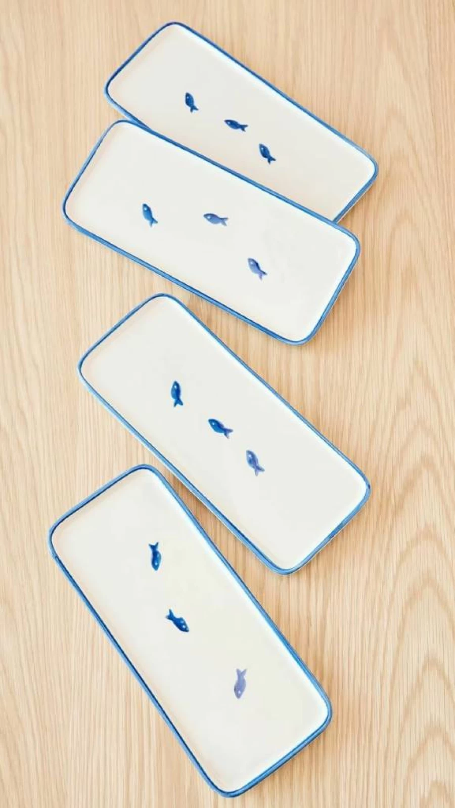 Zafferano 4-Piece Lido Rectangular Porcelain Plate Set for Women - Elegant Dining Tableware