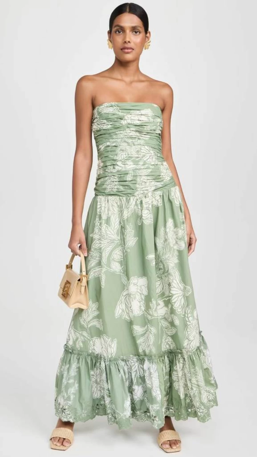 Hemant and Nandita Women's Elegant Strapless Long Evening Dress for Special Occasions