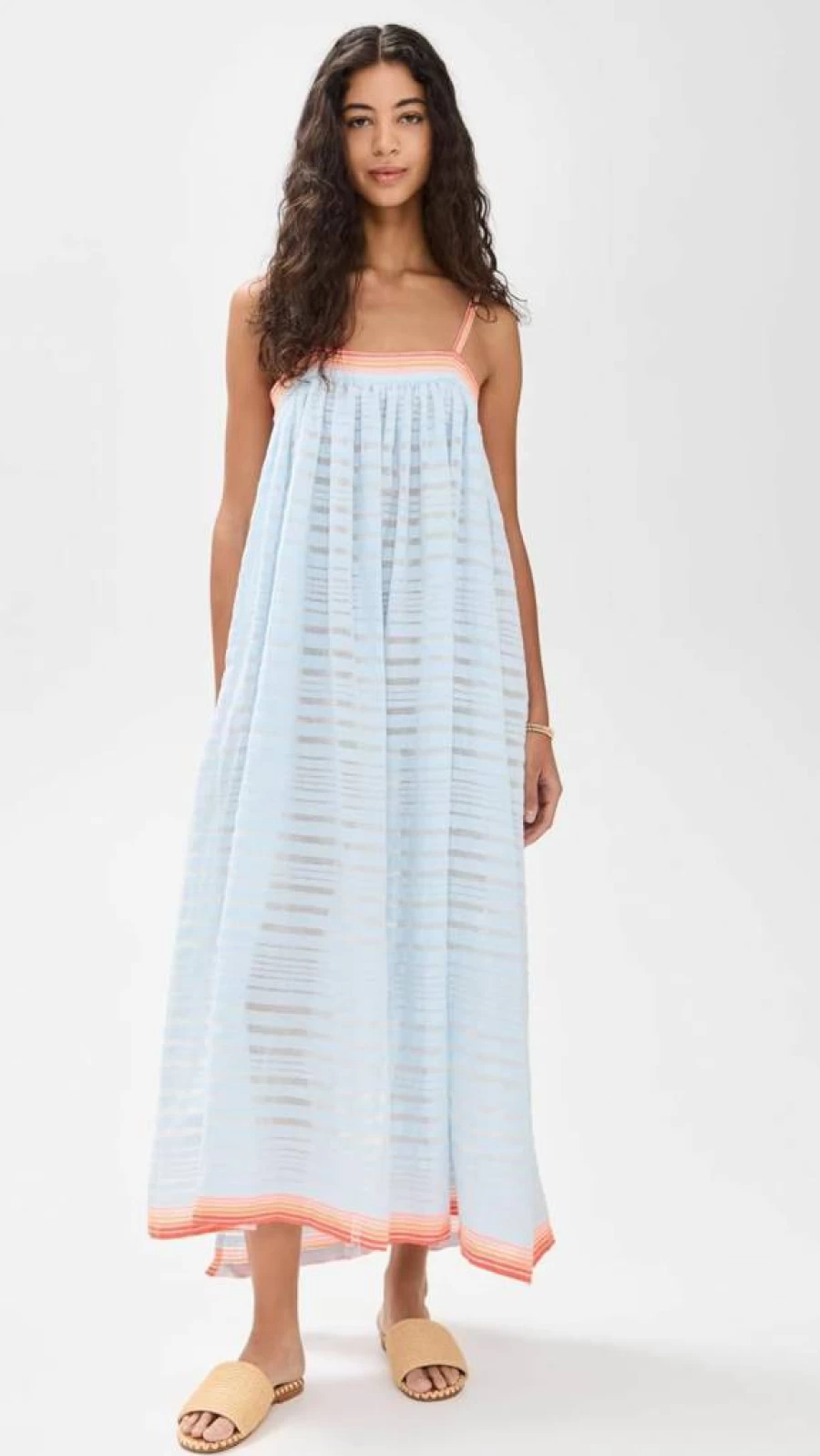 lemlem Women's Eda Flowy Dress - Boho Chic Summer Maxi Dress with Breathable Fabric