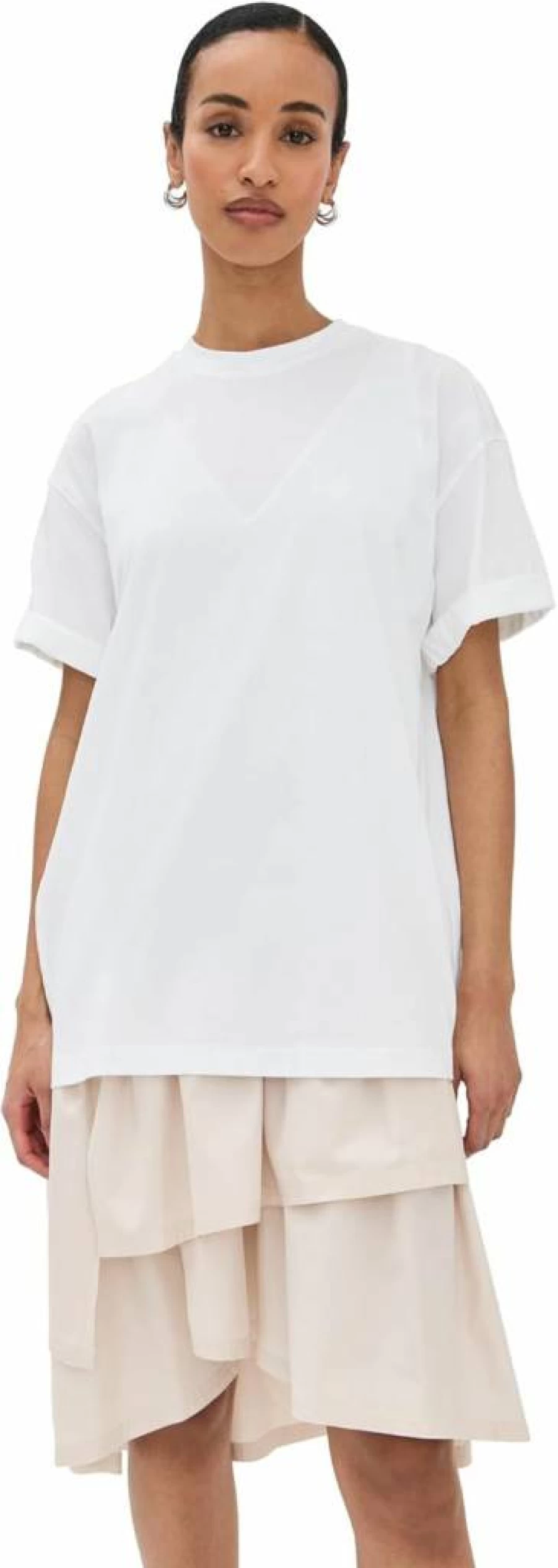 3.1 Phillip Lim Women's Oversized T-Shirt Dress with Ruffle Skirt - Casual Chic Combo Outfit