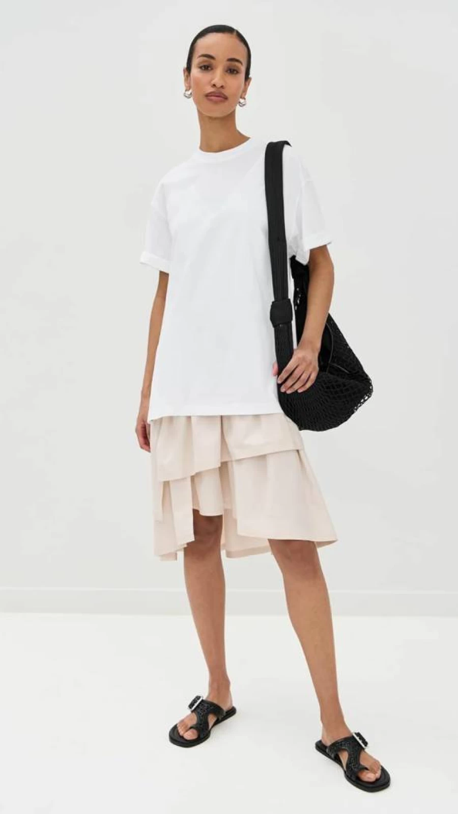 3.1 Phillip Lim Women's Oversized T-Shirt Dress with Ruffle Skirt - Casual Chic Combo Outfit