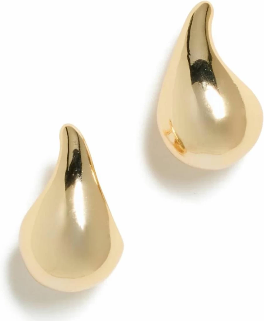 ADINA EDEN Women's Solid Curved Teardrop Hoop Earrings - Gold/Silver Elegant Dangle Earrings for Everyday Wear
