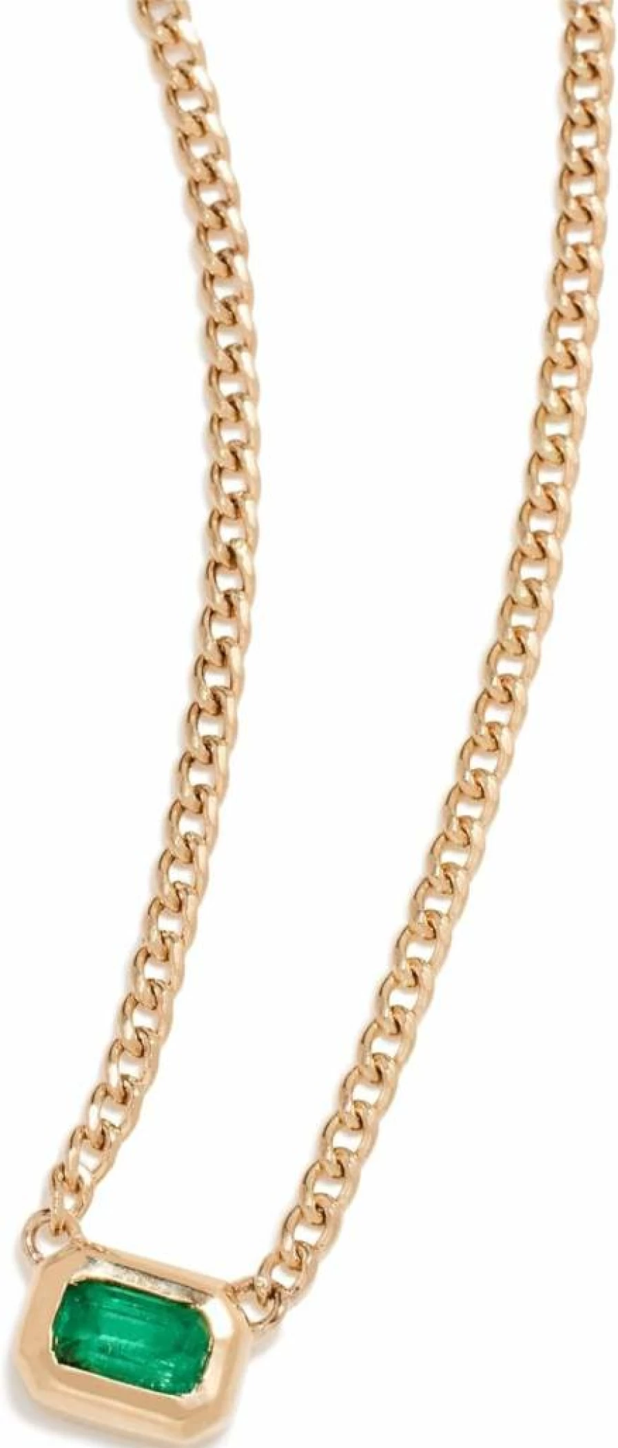 ZOE CHICCO 14K Gold Bezel-Set Emerald Pendant Necklace for Women