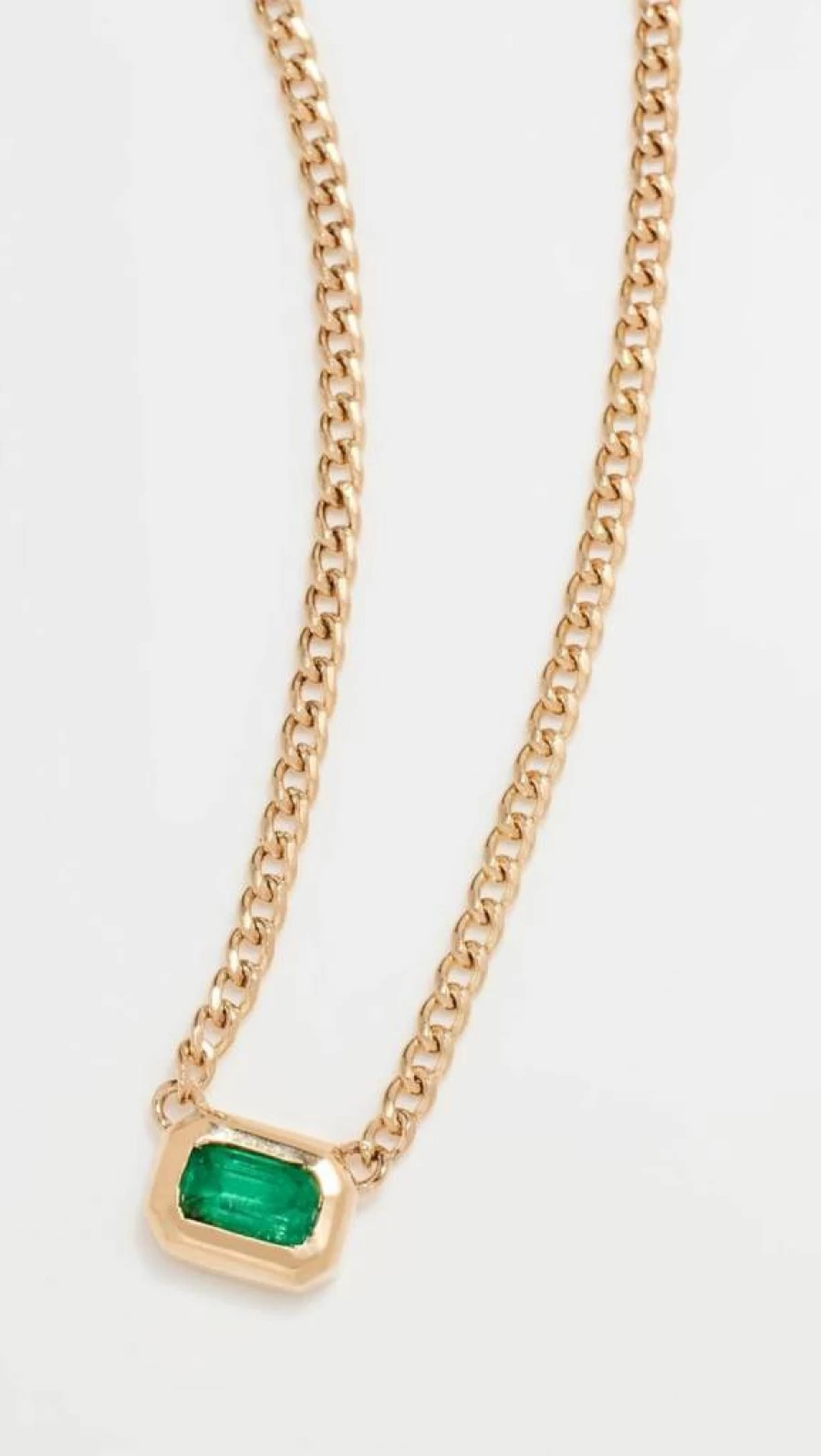 ZOE CHICCO 14K Gold Bezel-Set Emerald Pendant Necklace for Women