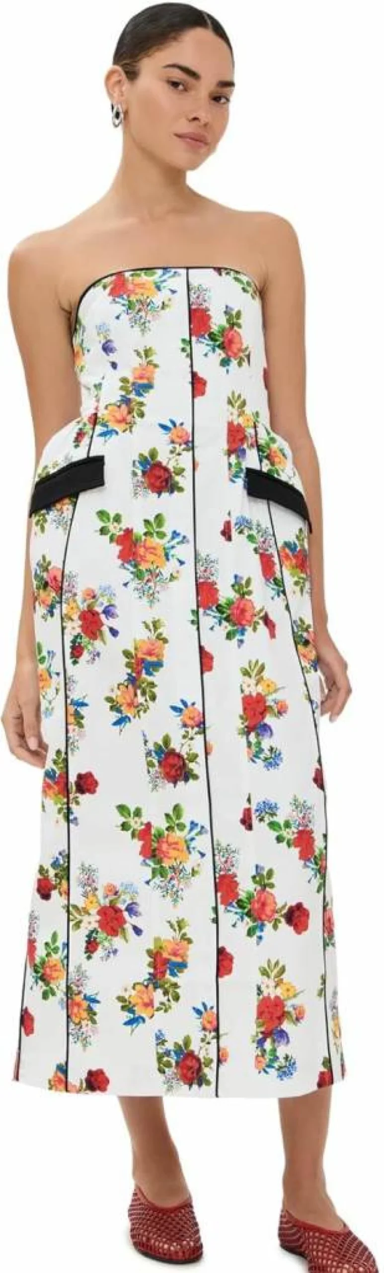 Kika Vargas Women's White Garden Canvas Maryan Dress - Elegant Floral Summer Dress