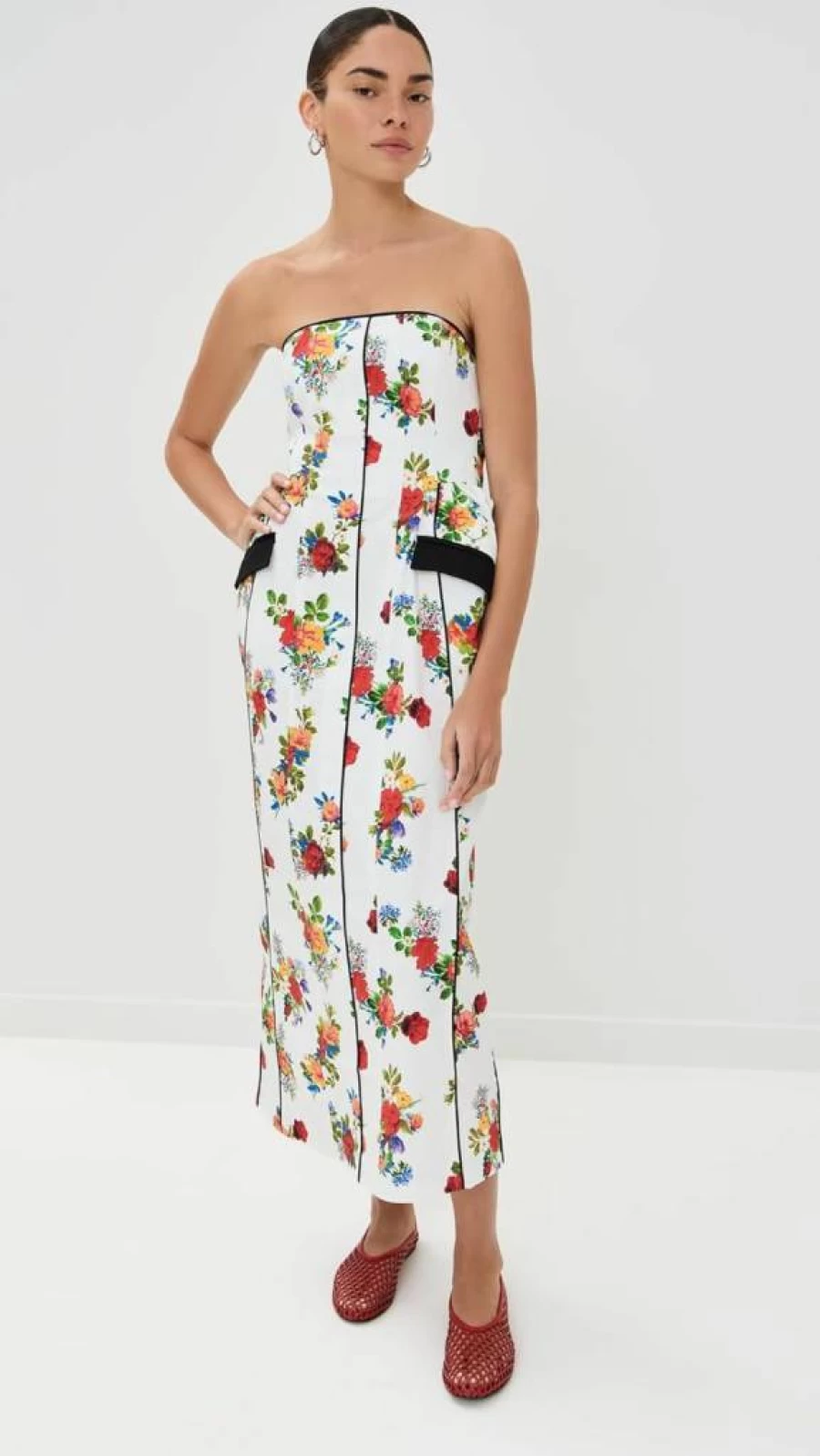 Kika Vargas Women's White Garden Canvas Maryan Dress - Elegant Floral Summer Dress