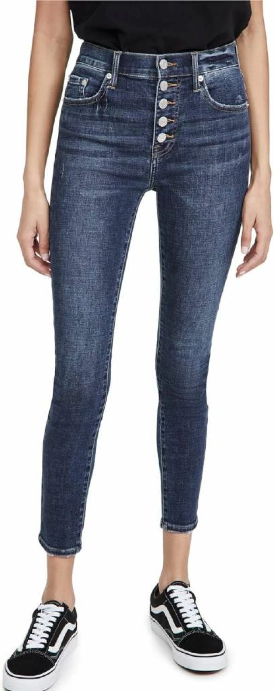 Pistola Denim Women's High Rise A-Line Jeans - Stretchy Comfort Fit Vintage Blue Denim Pants