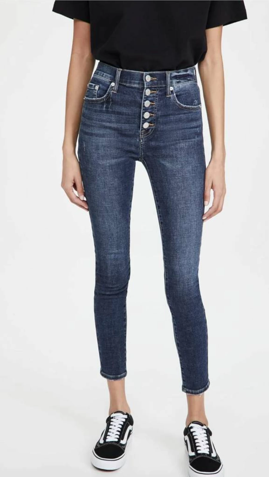 Pistola Denim Women's High Rise A-Line Jeans - Stretchy Comfort Fit Vintage Blue Denim Pants