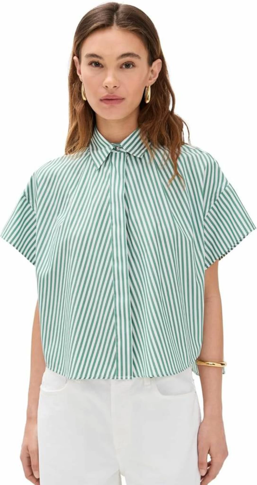 Rag & Bone Women's Martha Short Sleeve Poplin Blouse - Stylish Casual Top for Women