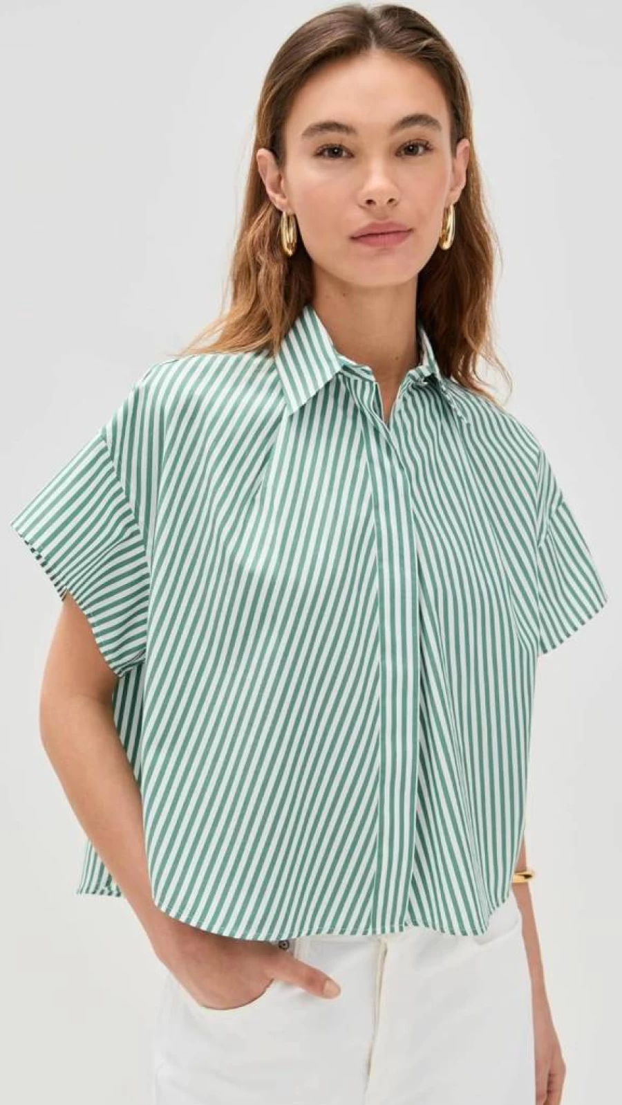 Rag & Bone Women's Martha Short Sleeve Poplin Blouse - Stylish Casual Top for Women