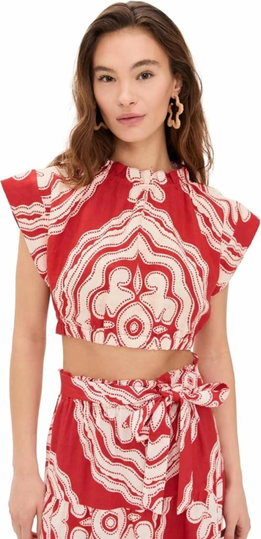 lemlem Women's Muna Ruched Crop Top - Stylish Stretch Fit Summer T-Shirt