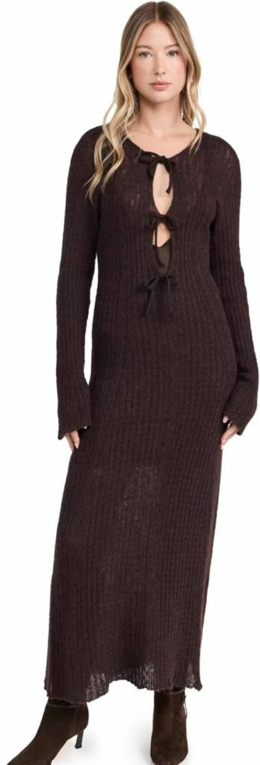 ALOHAS Women's Triza Brown Maxi Dress - Elegant Long Boho Summer Dress