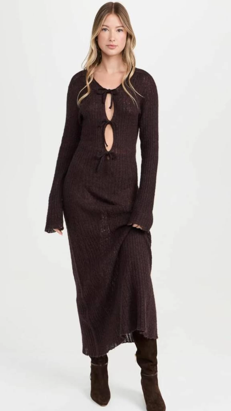 ALOHAS Women's Triza Brown Maxi Dress - Elegant Long Boho Summer Dress