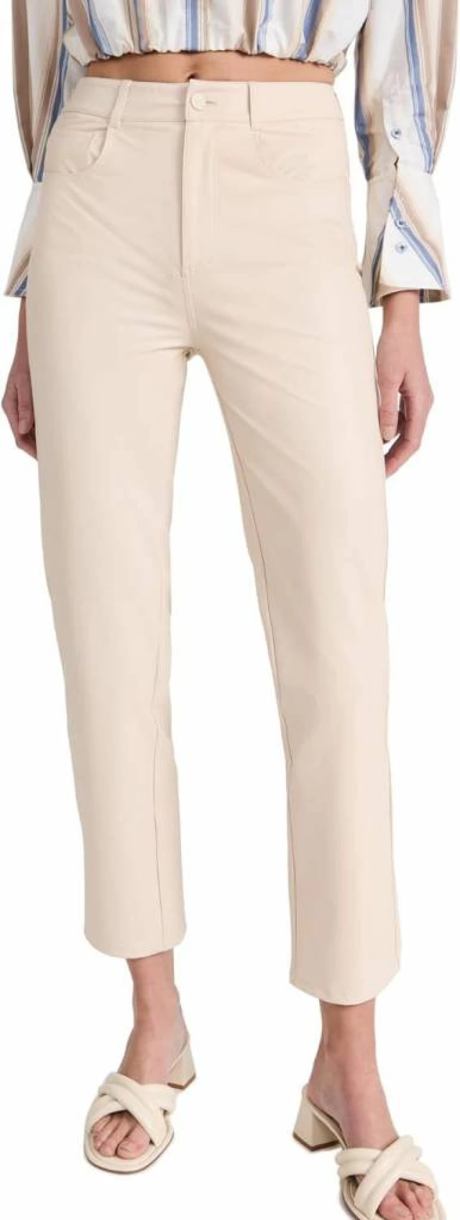 PAIGE Women's Stella High-Waisted Faux Leather Jeans - Stretch Vegan Leather Pants for Women