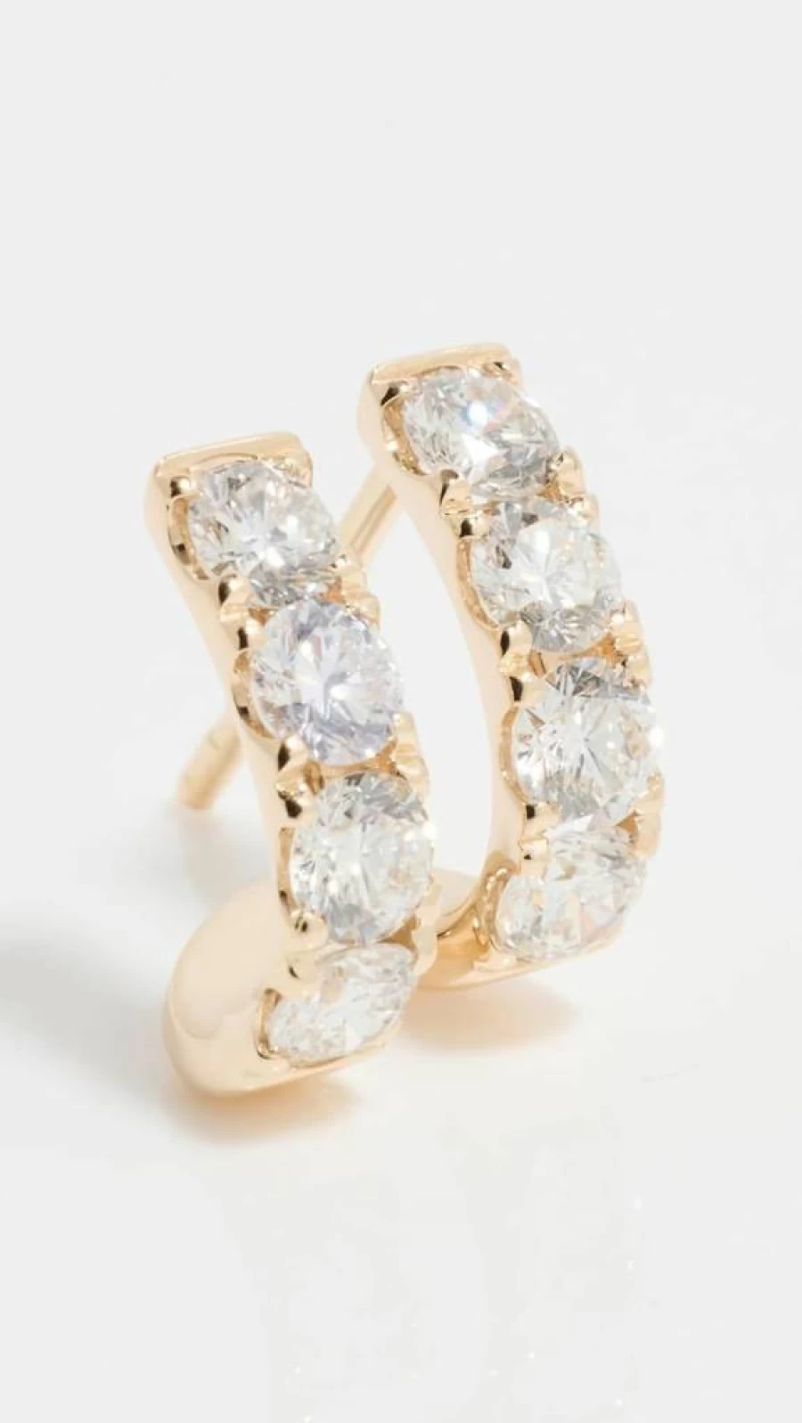 EF Collection 14K Gold Single Jumbo Diamond Mini Huggie Hoop Earrings for Women