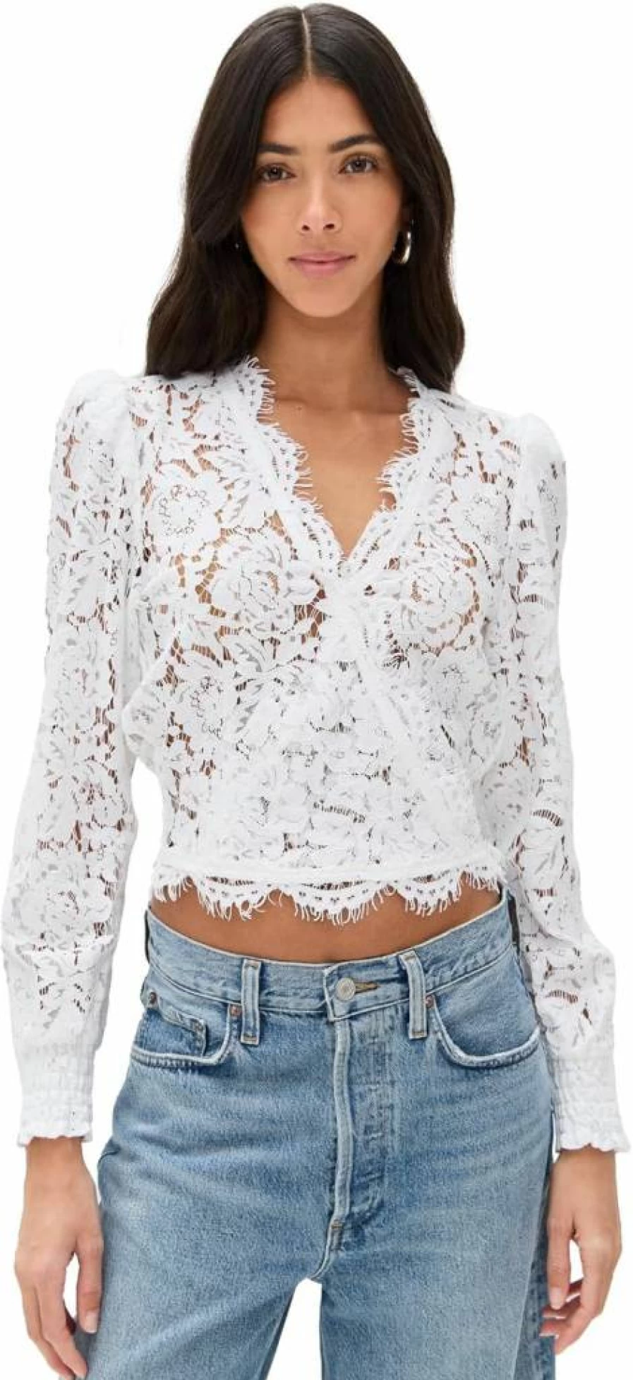 Generation Love Women's Kairi Lace Wrap Blouse - Elegant Floral Lace Top for Women