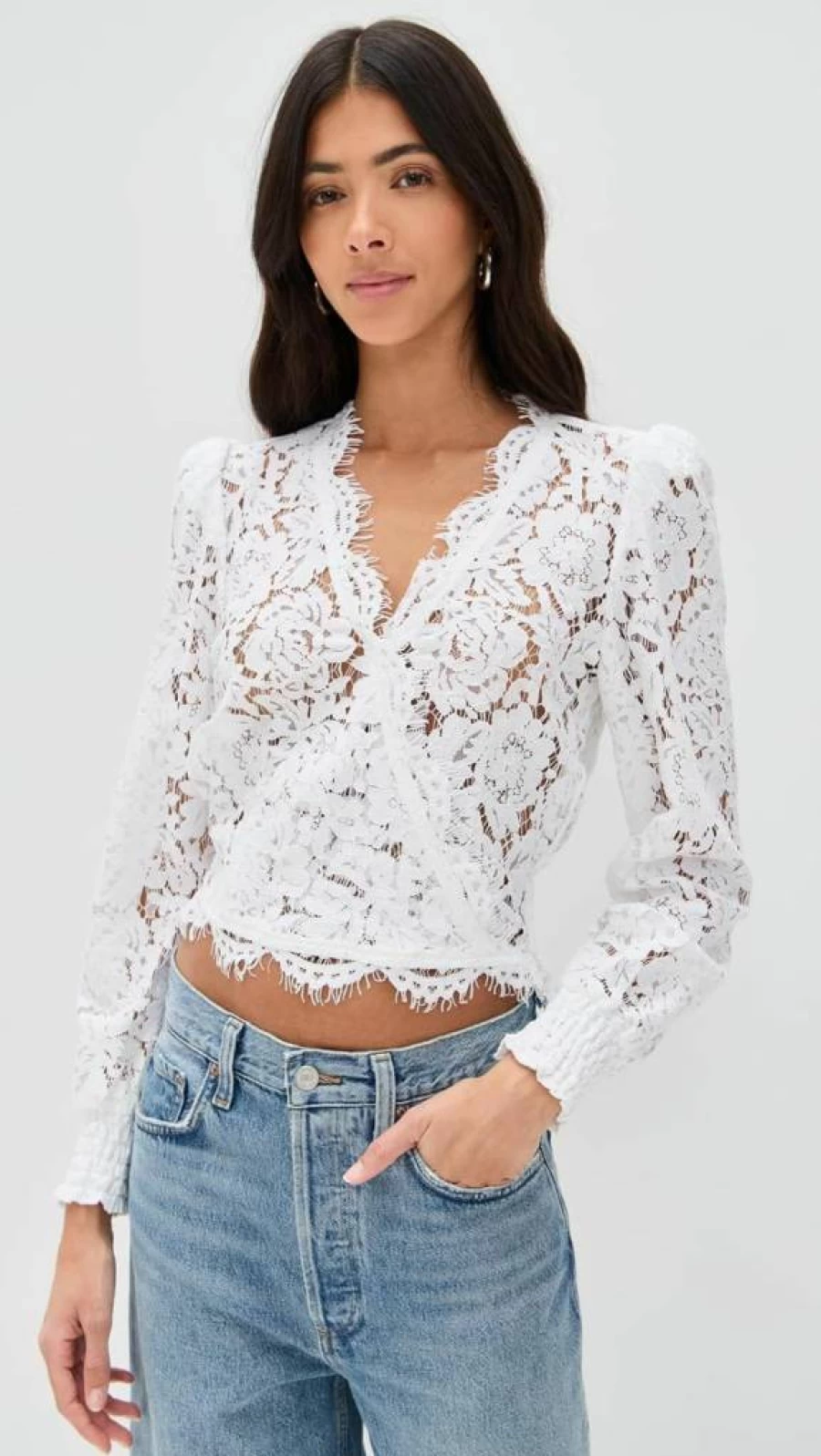 Generation Love Women's Kairi Lace Wrap Blouse - Elegant Floral Lace Top for Women