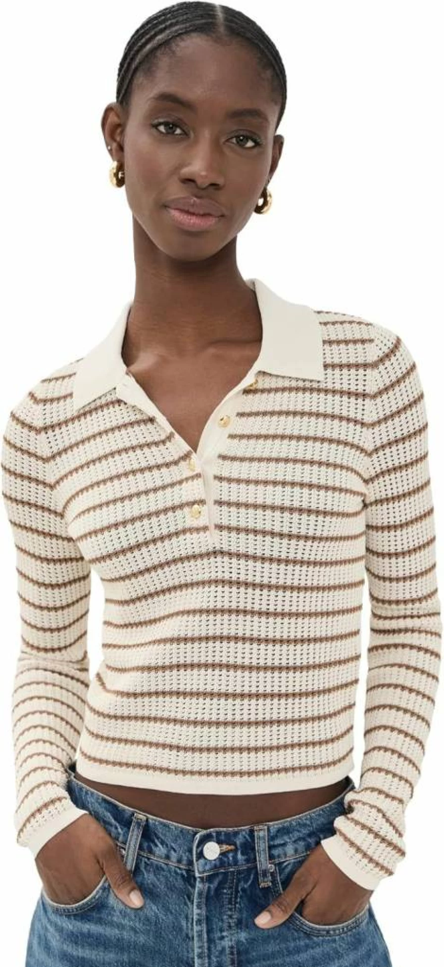 Rag & Bone Women's Viola Striped Polo Knit Sweater
