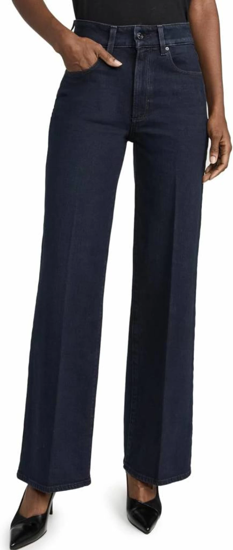 PAIGE Women's Sasha High-Rise Straight Leg Jeans 32" Denim Pants
