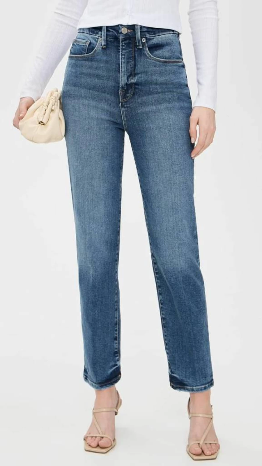 Good American Good Boy Indigo871 Compression Straight Leg Crop Jeans for Women