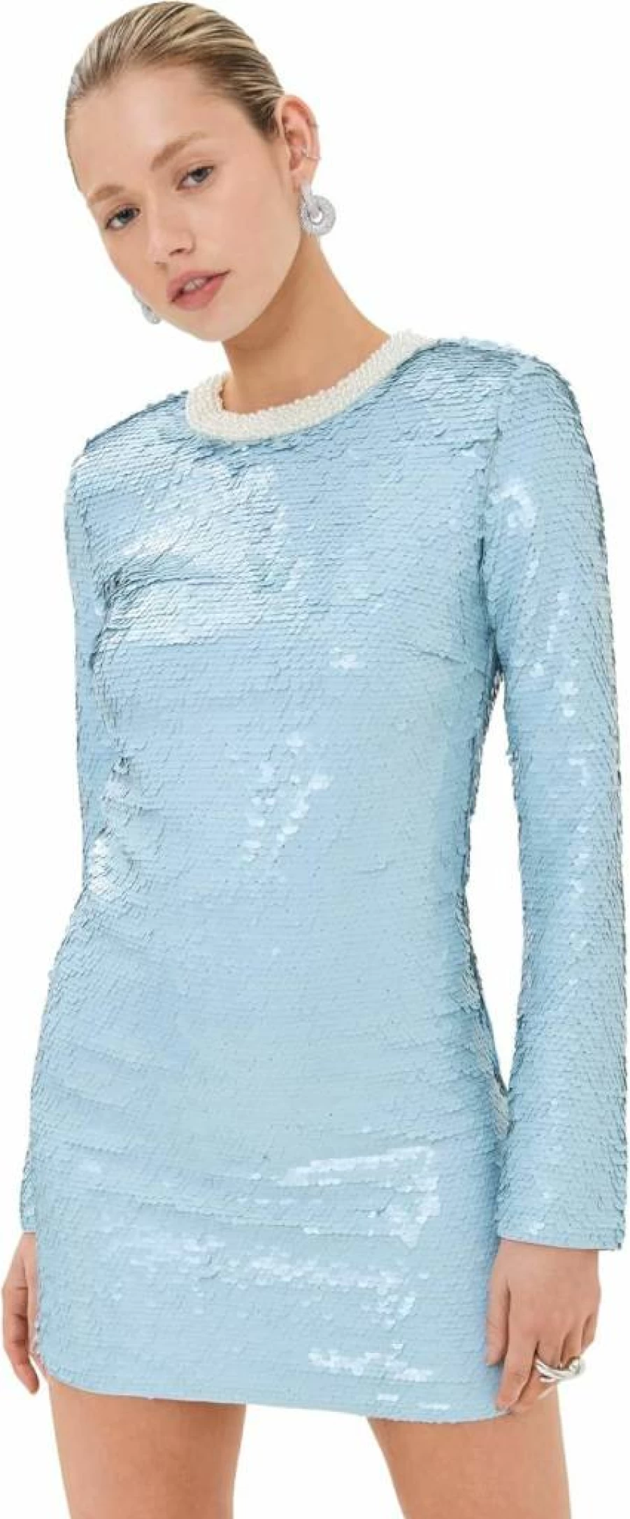 Self Portrait Women's Blue Sequin Mini Dress – Sparkling Party Evening Gown